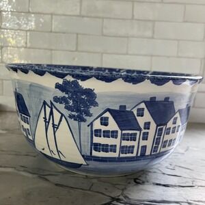 Shard of Maine "Coastal Village" spongeware serving bowl